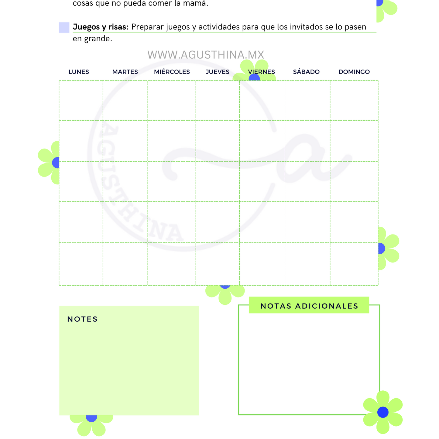 Agenda para planear BabyShower