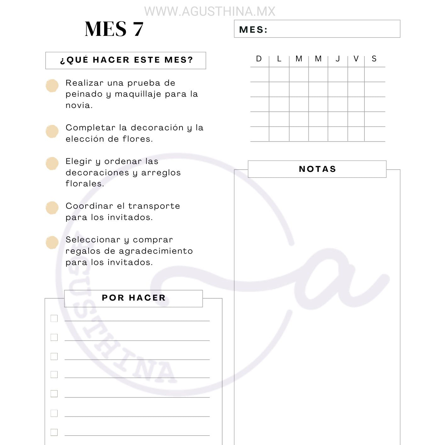 Calendario para tu boda