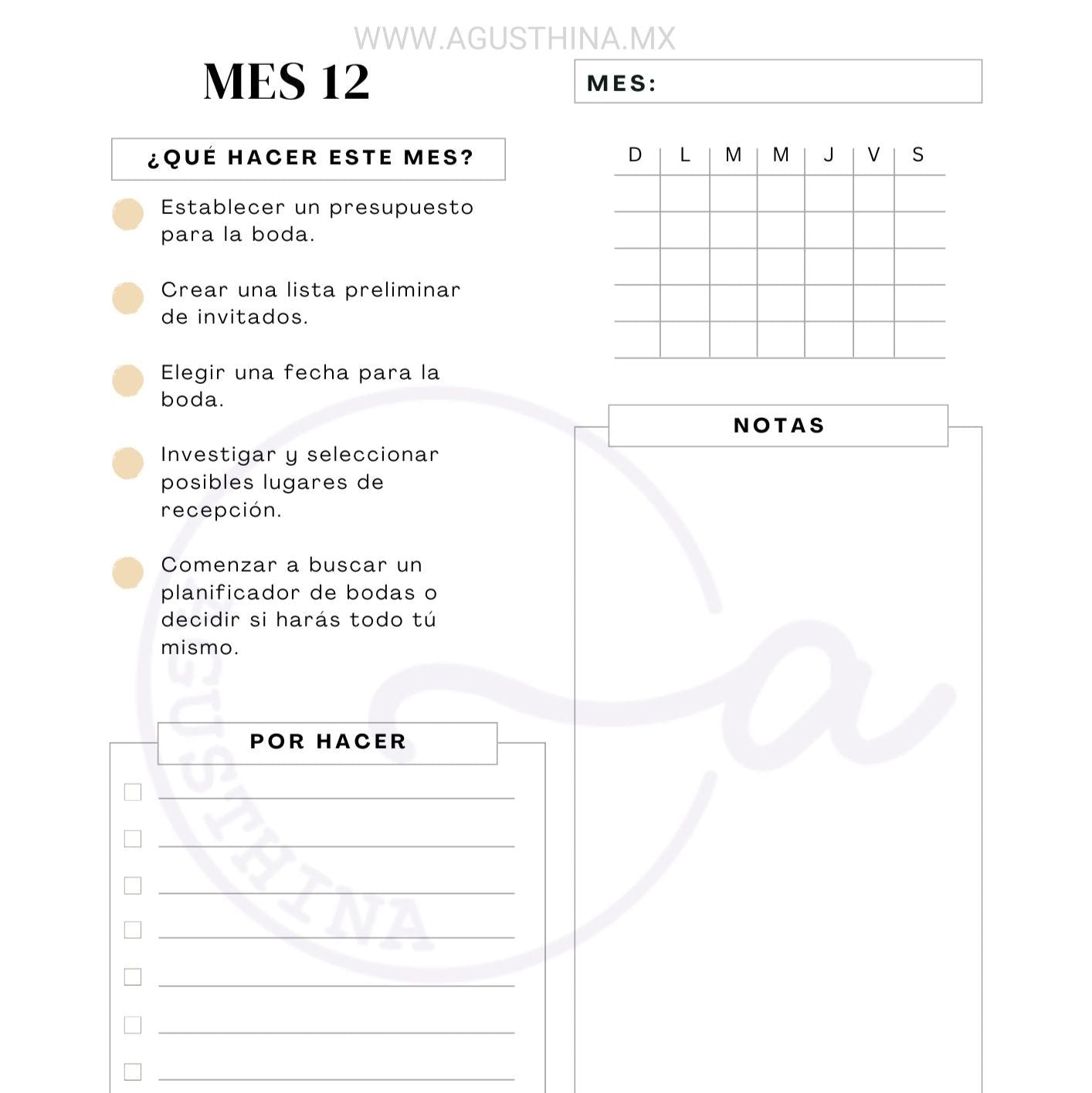 agenda para ayudarte a planear tu boda