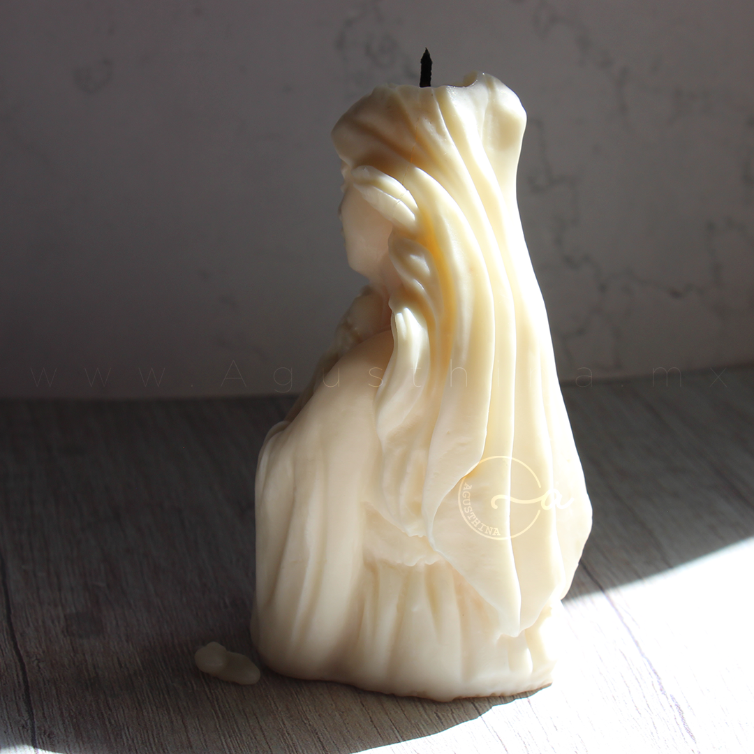 vela soya forma virgen maria con jesus