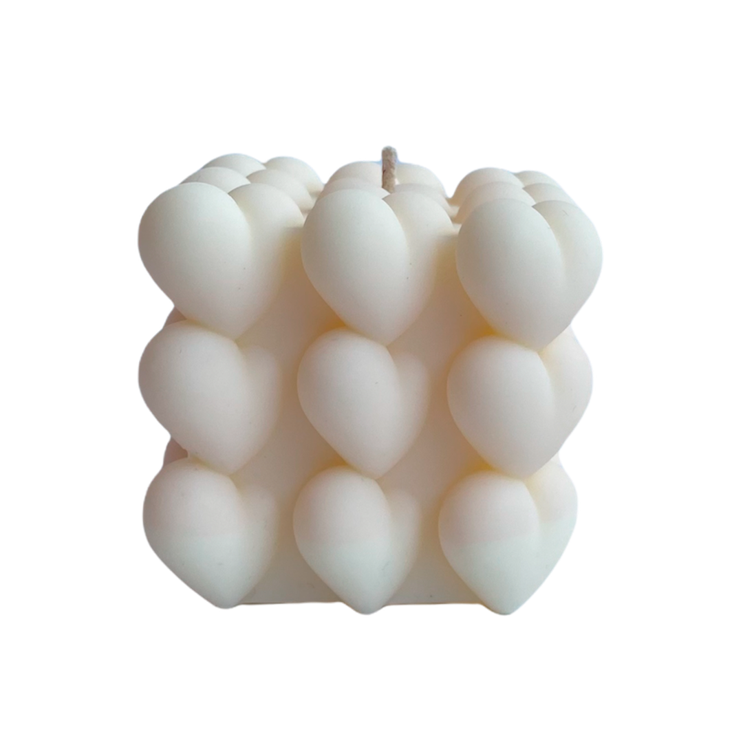 vela de soya bubble corazones 