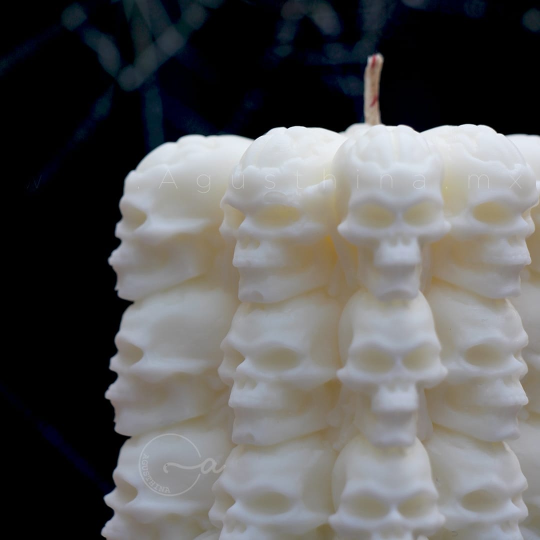 vela de soya bubble en forma de craneo