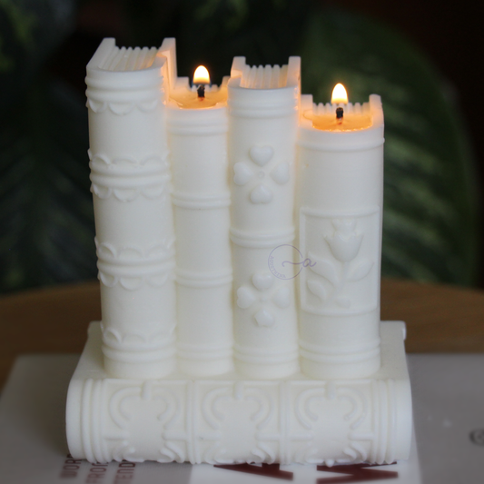 vela de soya en forma de libro