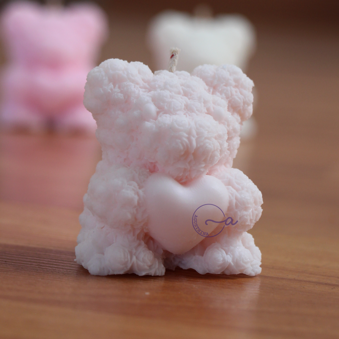 vela soya  forma de oso de flores