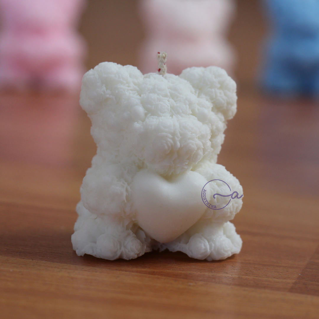 vela soya  forma de oso de rosas