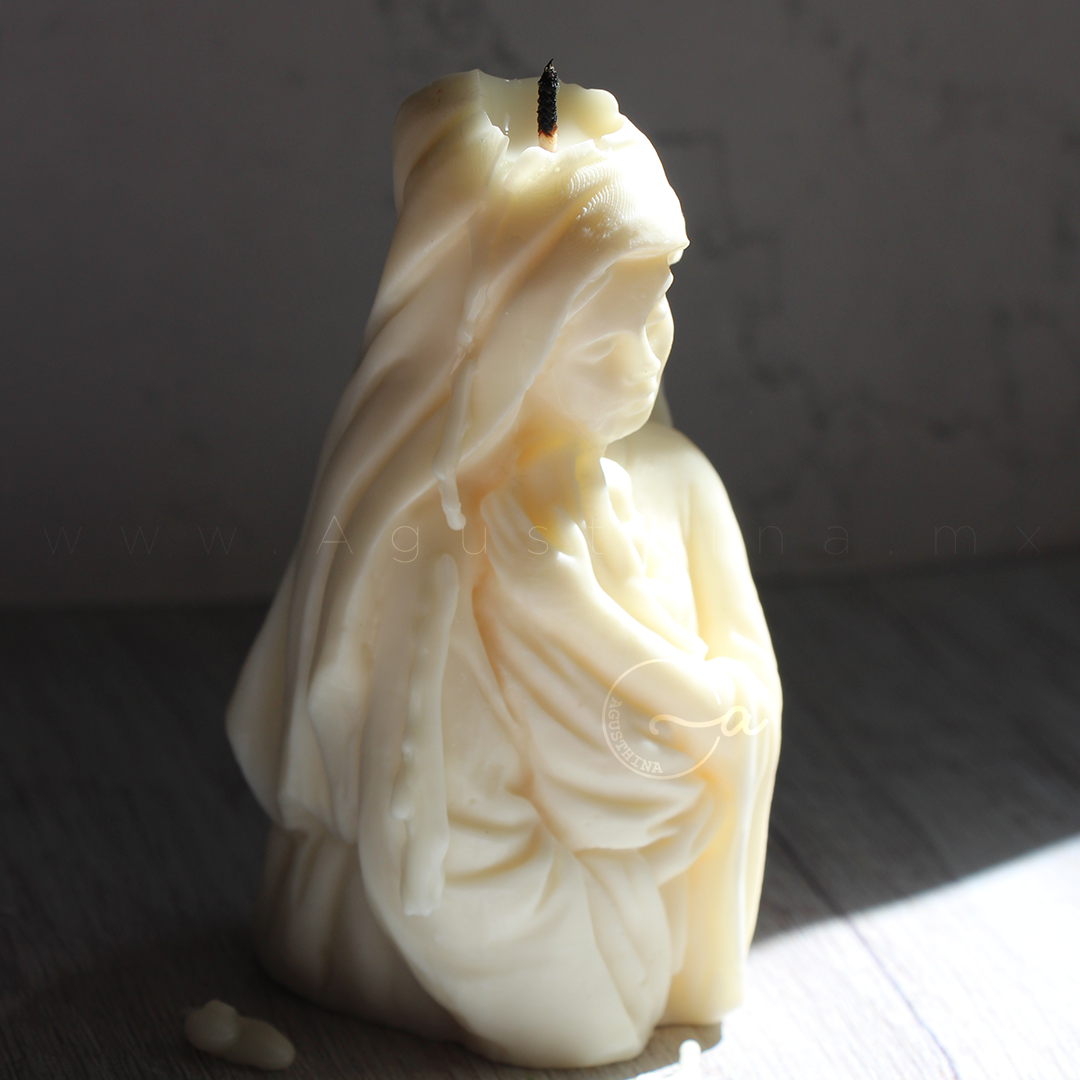 vela soya forma virgen maria con jesus