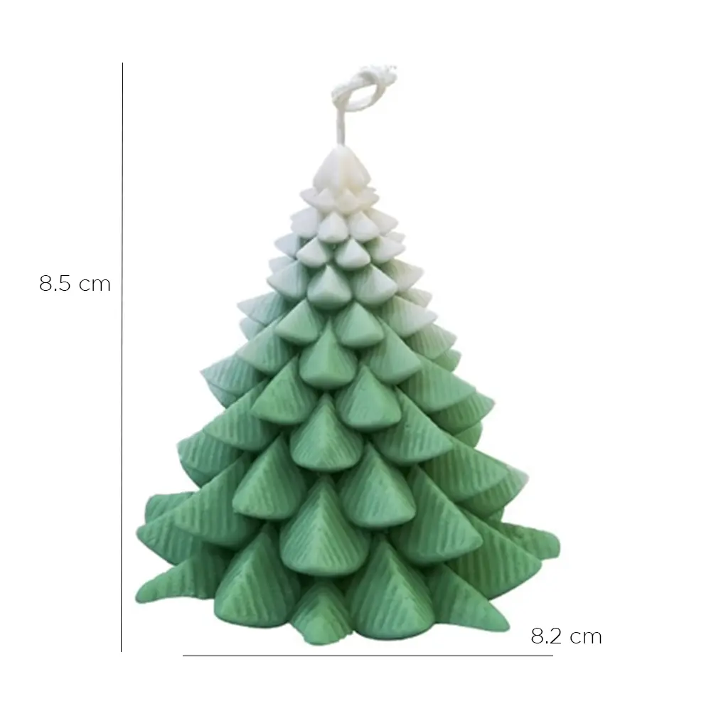 Vela de soya en forma de pino nevado