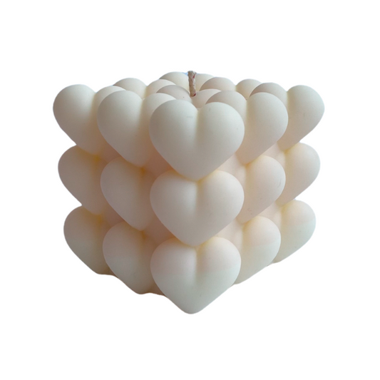 vela de soya bubble corazones 