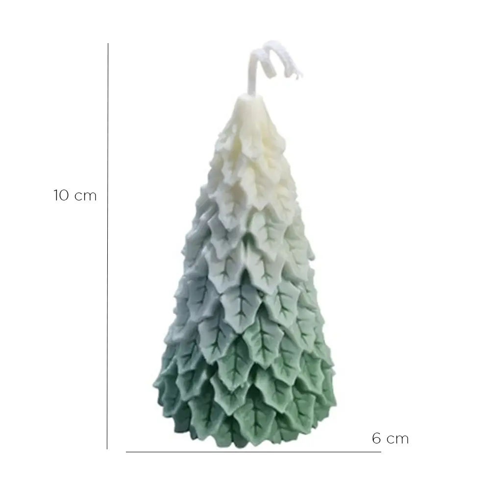 vela de soya navideña en forma de pino bicolor